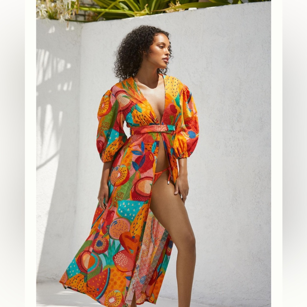 Farm Rio X Anthropologie puffed sleeve cover up